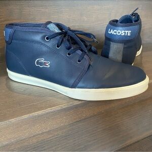 Lacoste Ampthill Navy Leather Mid-Top Sneakers Mens Size 8 (40.5EUR)